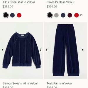 Suzi Kondi Navy Velour Track Jogger Pants